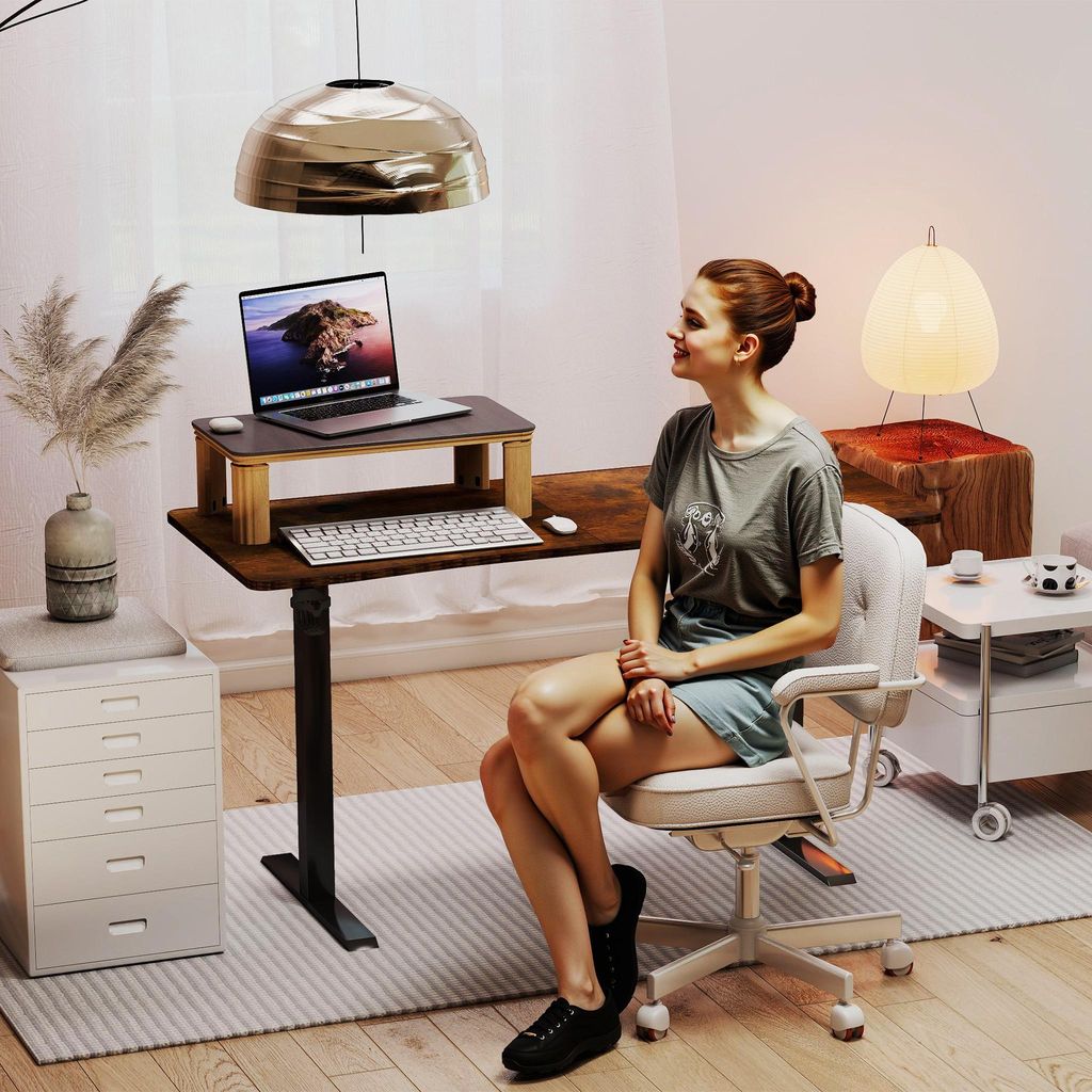 UISEBRT 120x60cm brun Bureau ?lectrique ? hauteur r?glable Image du produit 
