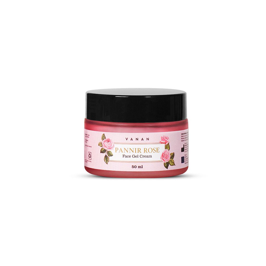 Vanan Pannir Rose Gel Cream - Leichte, ölfreie Feuchtigkeitscreme mit Hyaluronsäure, Rose und Milch - spendet Feuchtigkeit und erfrischt die Haut