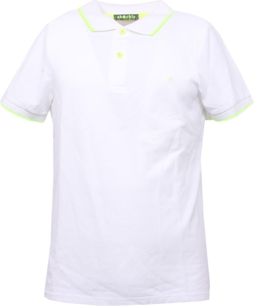 B3413 SHOCKLY weiß/gelb fluo Kurzarm-T-Shirt Poloshirt Herren