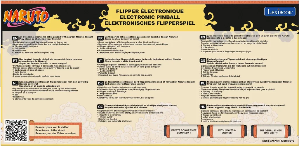 Flipper de table Naruto avec score numérique et lumières LED actives - 5