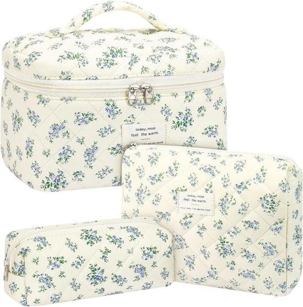 Petite trousse de maquillage rose imperméable à motif floral chic