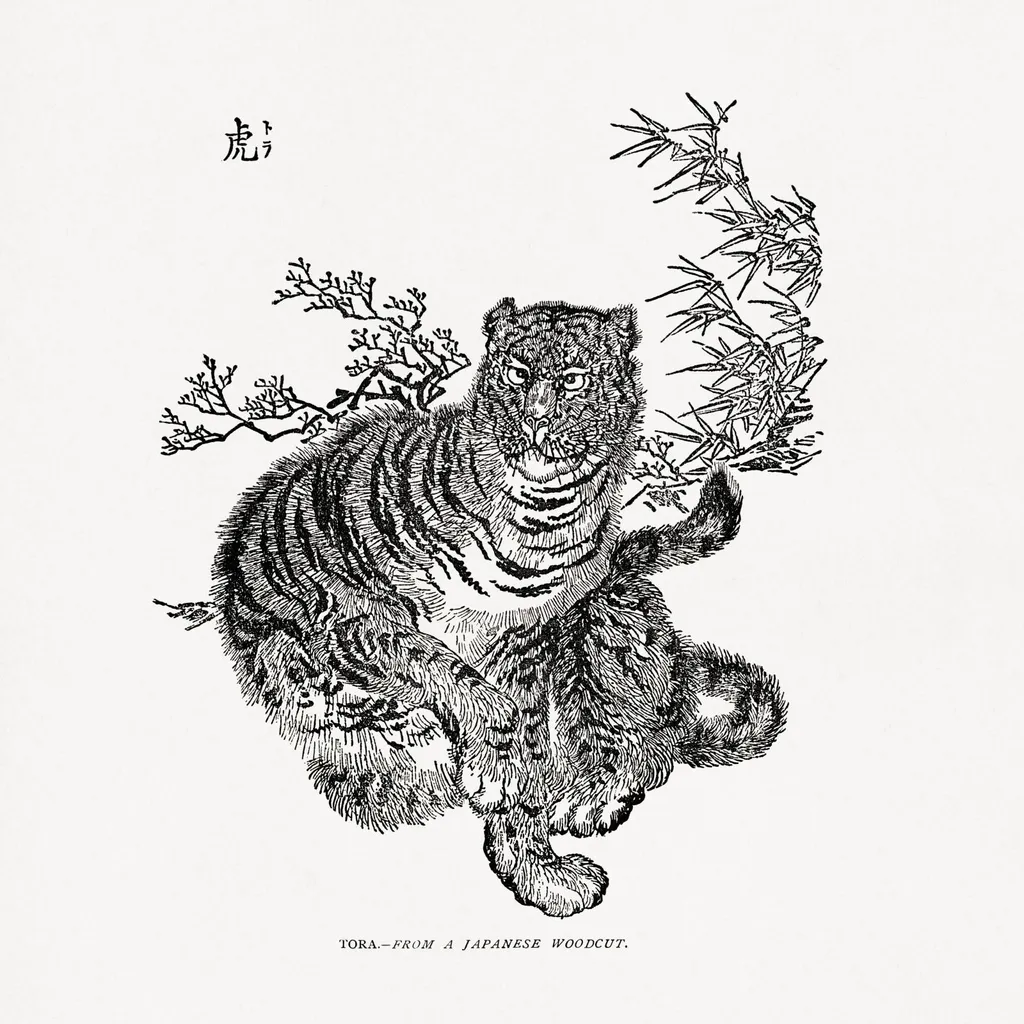 Grande Affiche Tigre Japonais 100x100 cm - Look Rétro Papier de Qualité