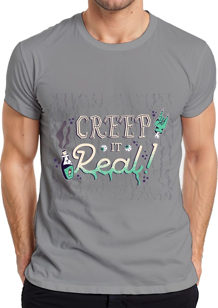 Creep It Real! Halloween Grusel Zombiehand Augen Trankflasche Herren T-Shirt, Grau, 3XL