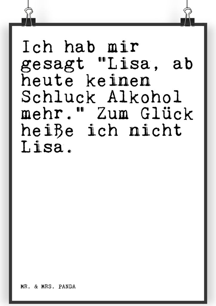 Mr. & Mrs. Panda Bild Ich hab mir gesagt... DIN A4 - Weiß - Geschenk, Trinkspruch, wanddeko, Wandschmuck, Wandbild, beste Freundin, drucke, saufen...