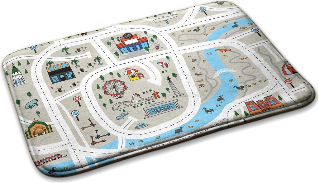 Teppich Kinderteppich Schlafzimmer Modern - 90 cm x 60 cm - Stadtplan