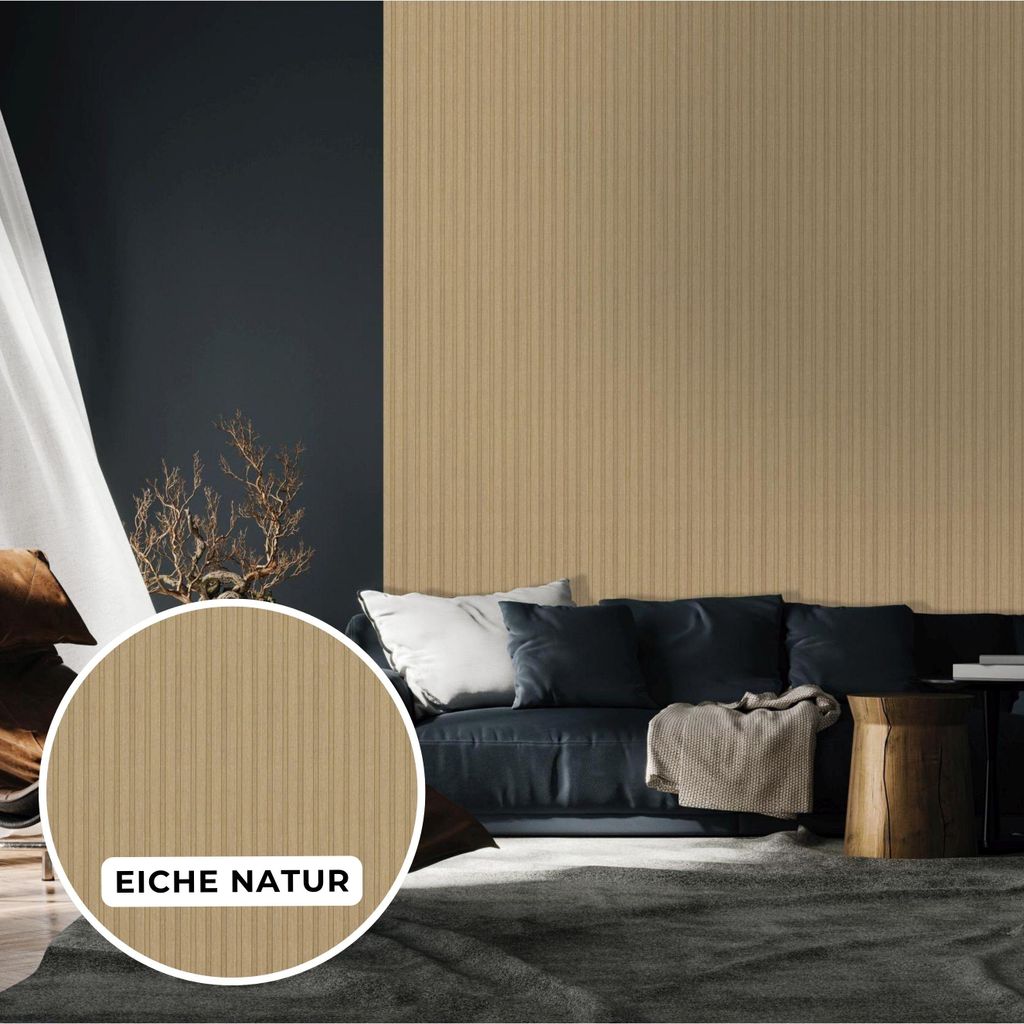 Wandpaneele Paket 5 Stück 6 x 18 x 267 cm Eichenoptik Naturton - Neuhofer