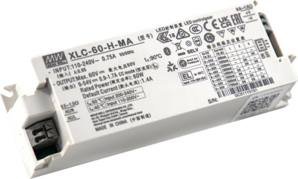 MEANWELL XLC-60-H-MA AC-DC-LED-Netzteil CP 60W Matter Push-Dimm