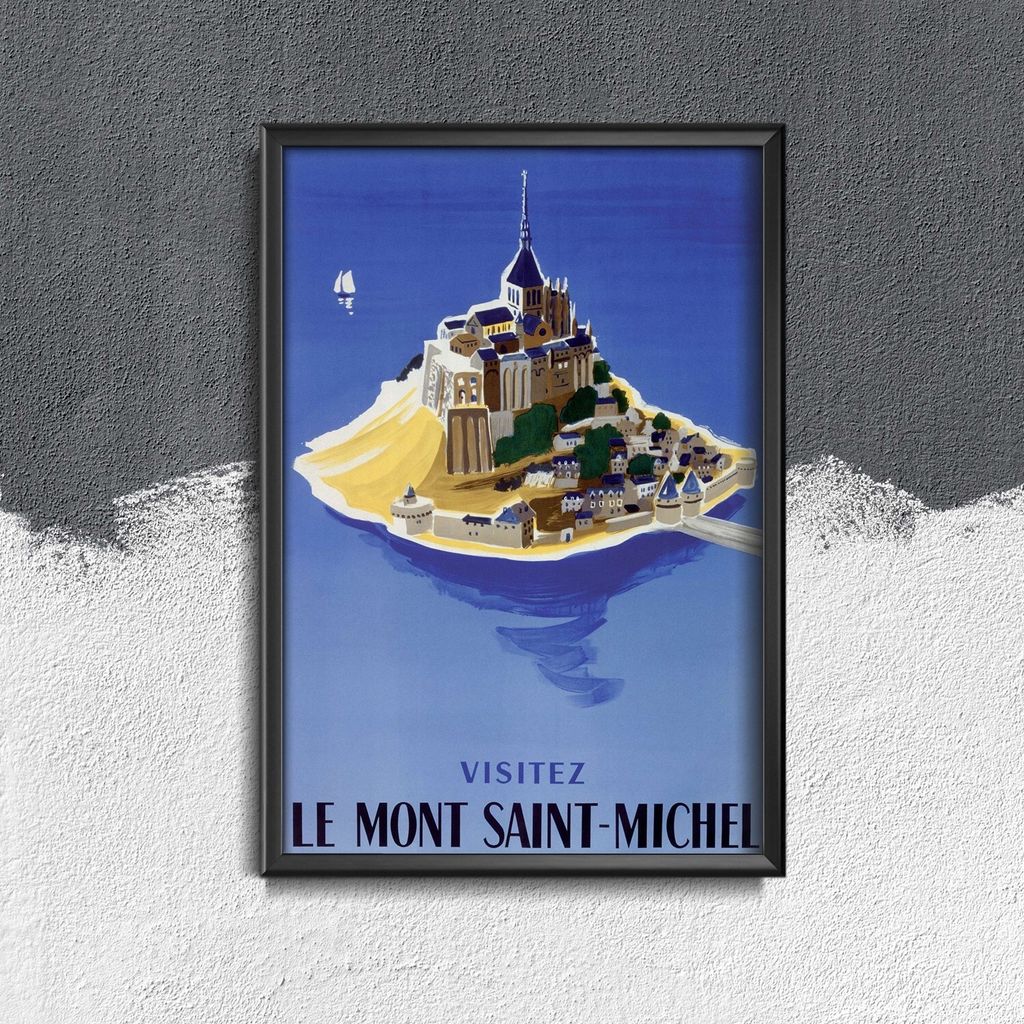 Poster - Canvas - Leinwand - 42 cm x 59,4 cm - Mont Saint Michel Französisch