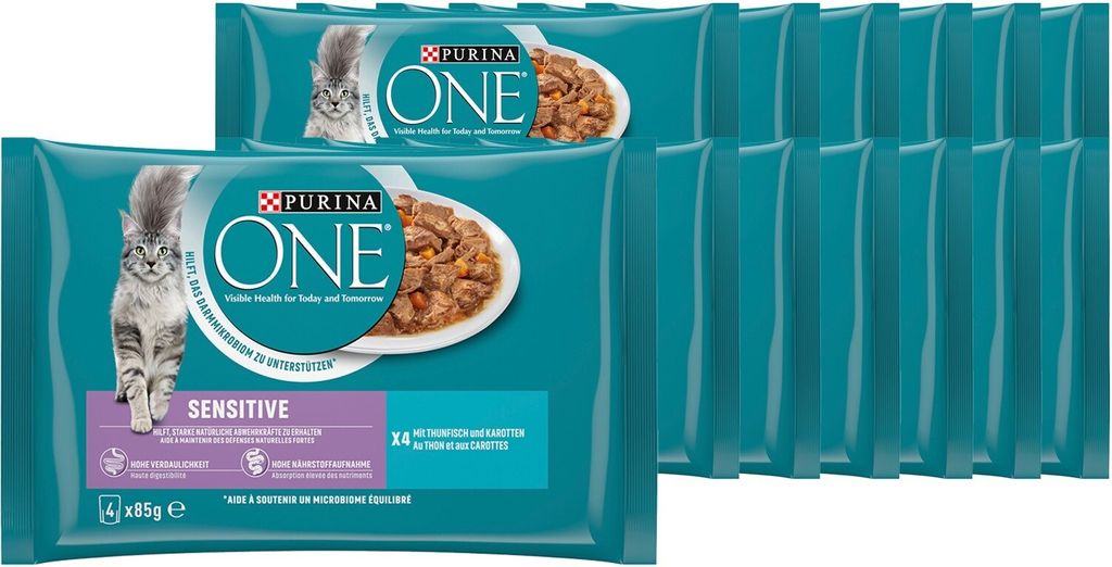 PURINA ONE SENSITIVE Katzenfutter nass mit Thunfisch, Produktbild 