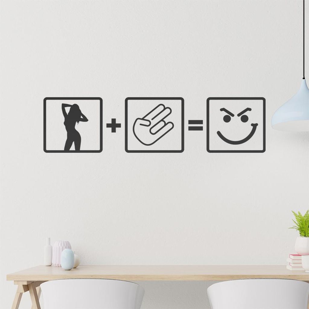 Girl + Shocker = Böhser Blick Wandtattoo in 6 Größen - Wandaufkleber Wall Sticker - Dekoration, Küche, Wohnzimmer, Schlafzimmer, Badezimmer