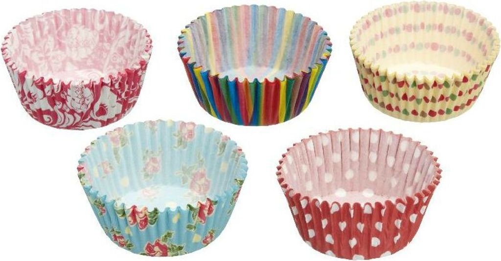 SWEETLY DOES IT KitchenCraft Cupcake-Förmchen, sortierte bunte Blumen-/Streifendrucke, Papier, mehrfarbig, 7 cm, Packung mit 250 Stück