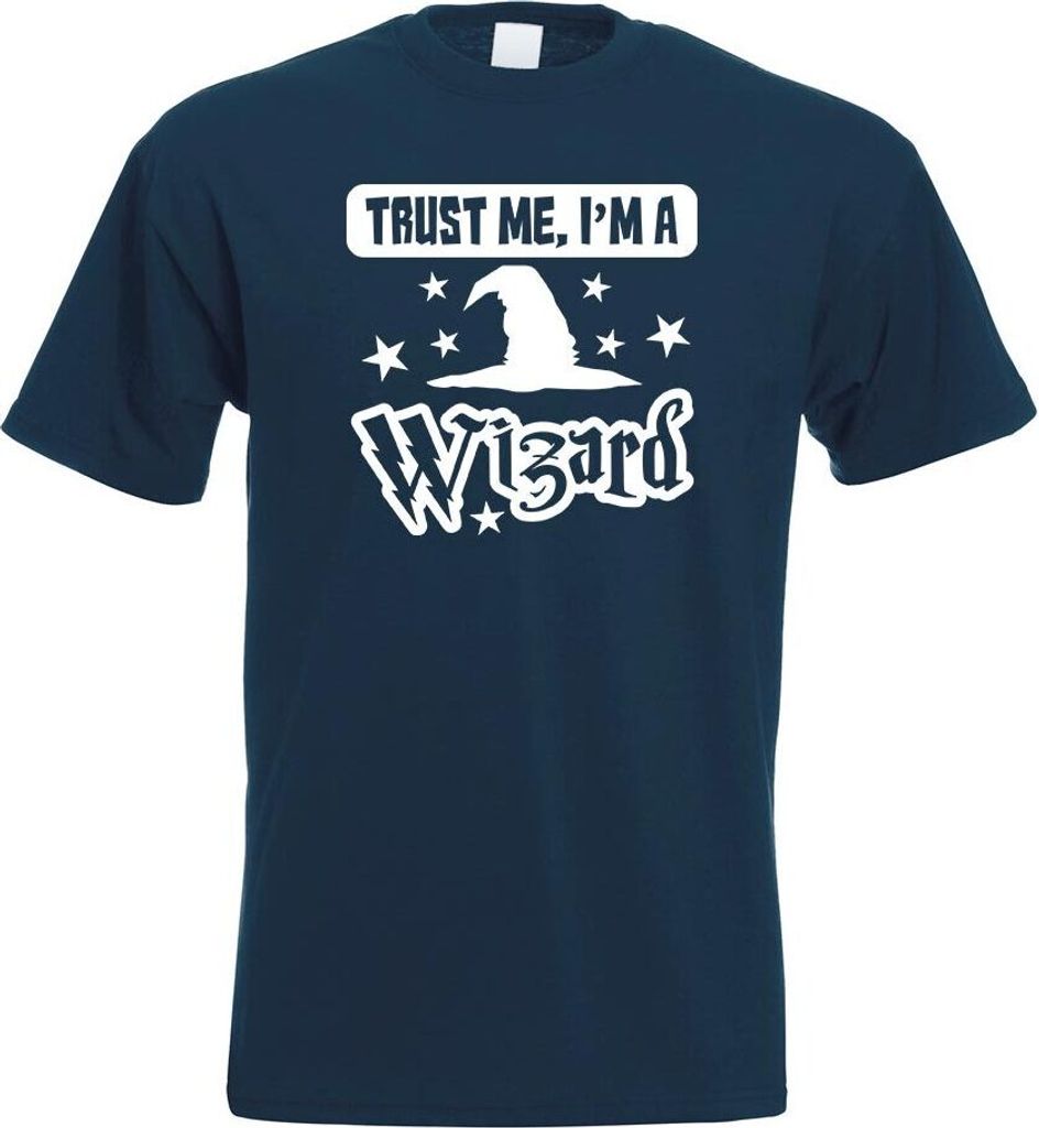 Kiwistar - T-Shirt - Navy - Trust me, im a Wizard Motiv Bedruckt Funshirt Design Print - mit Motiv Bedruckt - Funshirt Design - Sport - Freizeit - ...