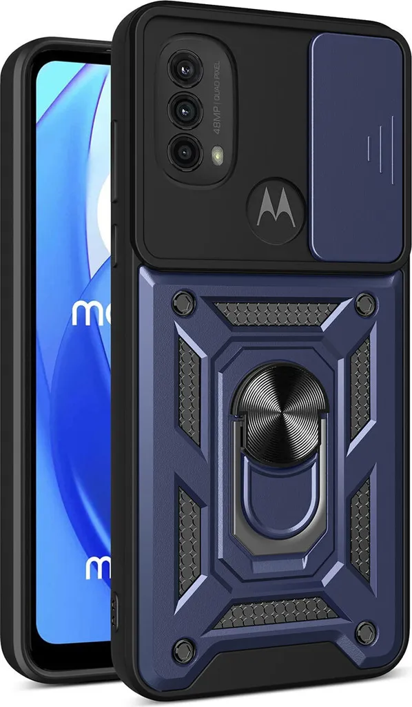 Custodia Moto G Power con Anello e Protezione Fotocamera Blu - Shockproof