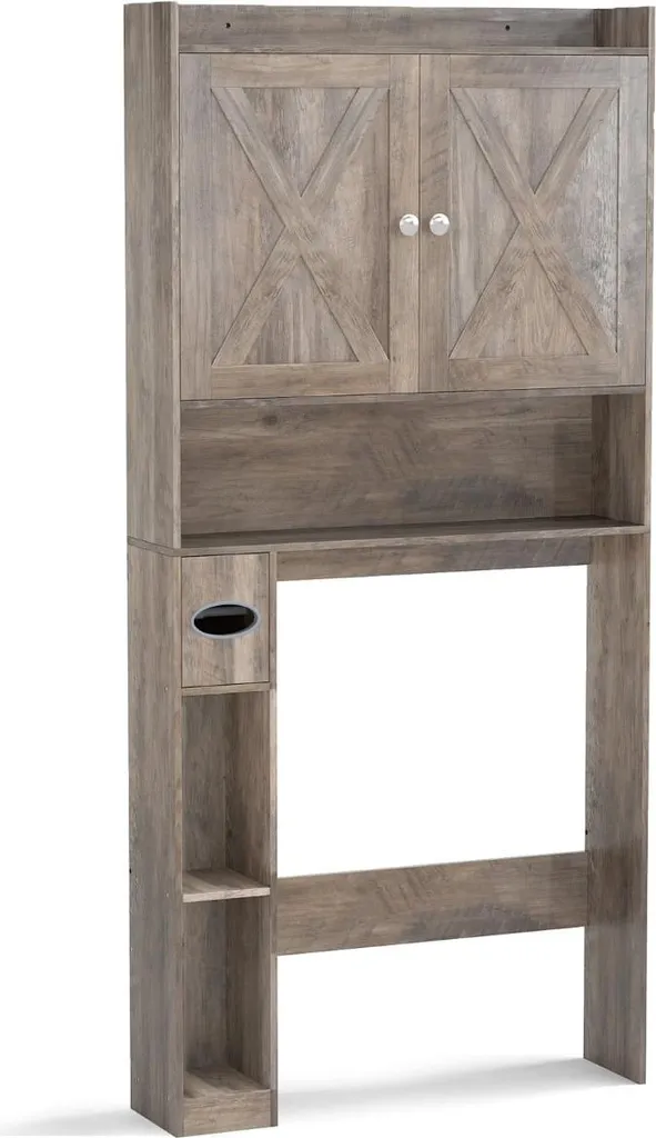 Armoire murale de salle de bain étagère réglable et porte-rouleau pratique