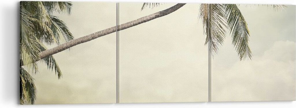 Bild auf Leinwand - Leinwandbild - 3 Teile - Palme Strand Insel - 120x40cm - Wand Bild - Wanddeko - Wandbilder - Leinwanddruck - Bilder - Wanddekor...