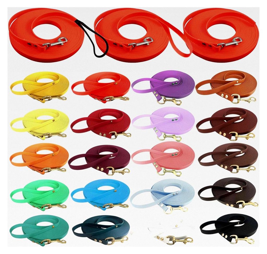 Leichte Biothane Schleppleine 16mm 1-30m - mit/ohne Handschlaufe für Hunde bis 35kg | 30 Farben, schmutz- und wasserabweisende Hundeleine, individ...