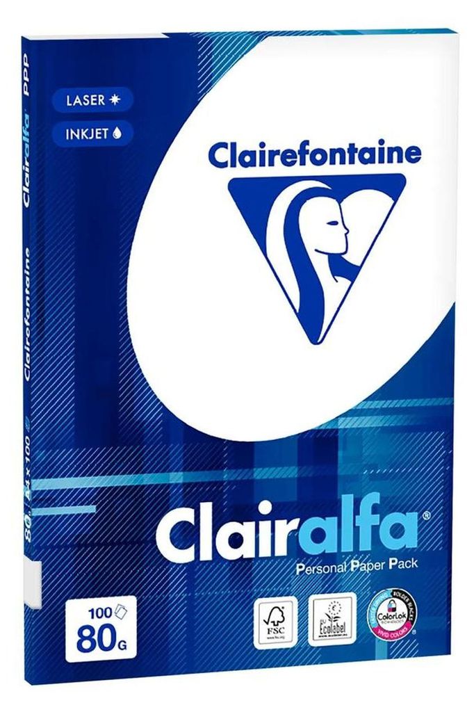Clairefontaine Drucker-Papier Clairalfa 100 Blatt A4 weiß 80g
