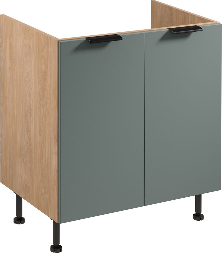 Spülenunterschrank 80 cm küchenmöbel Küchenschrank, Sorento D80Z Grün/Sonoma Eiche