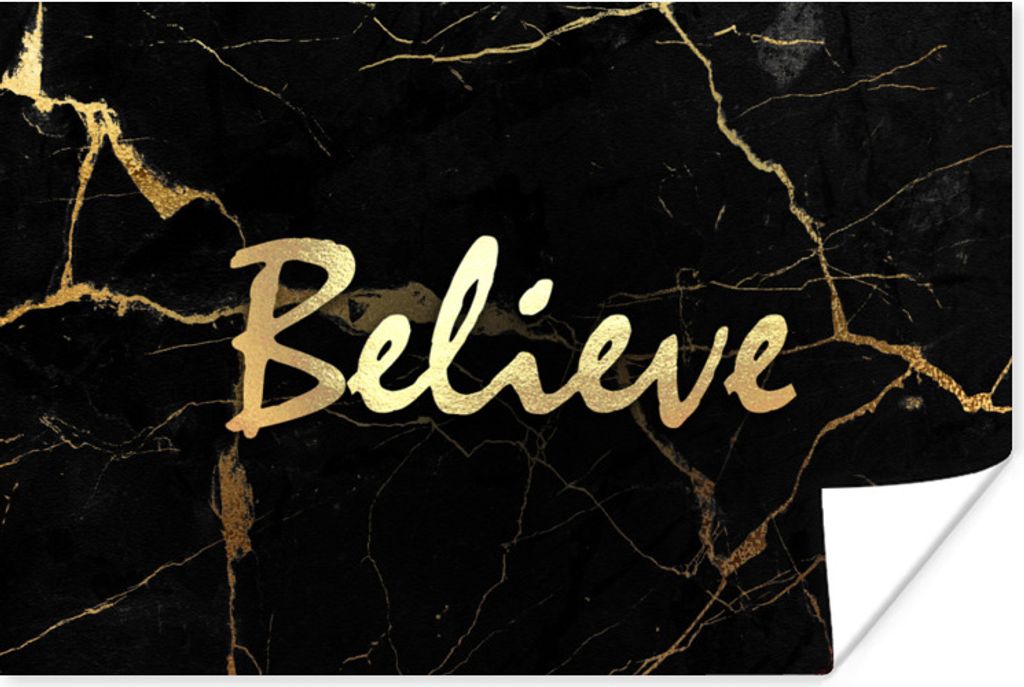 MuchoWow Poster Zitat - Hoffnung - Gold - Marmor 30x20 cm - Plakate - Print