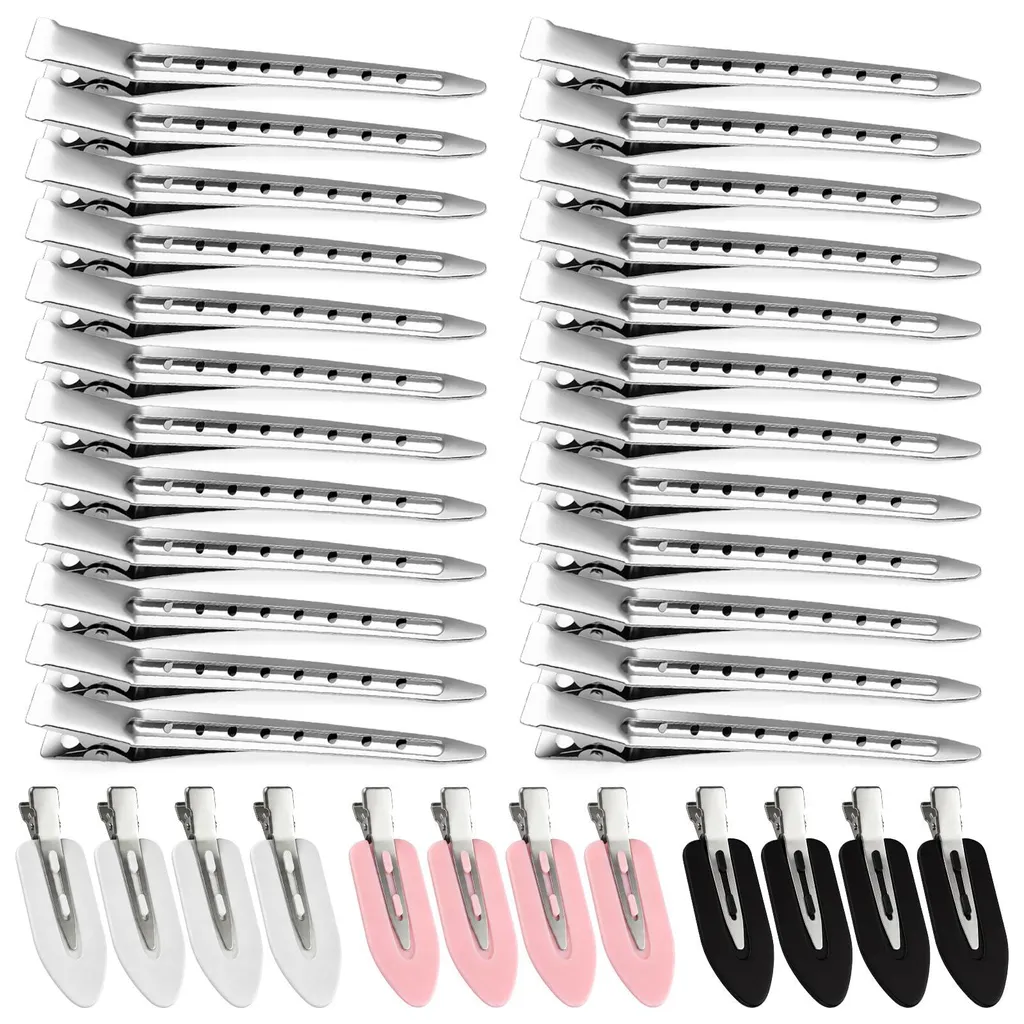 Lot de 36 Barrettes Cheveux : 24 Becs de Canard et 12 Mini Pinces Argent