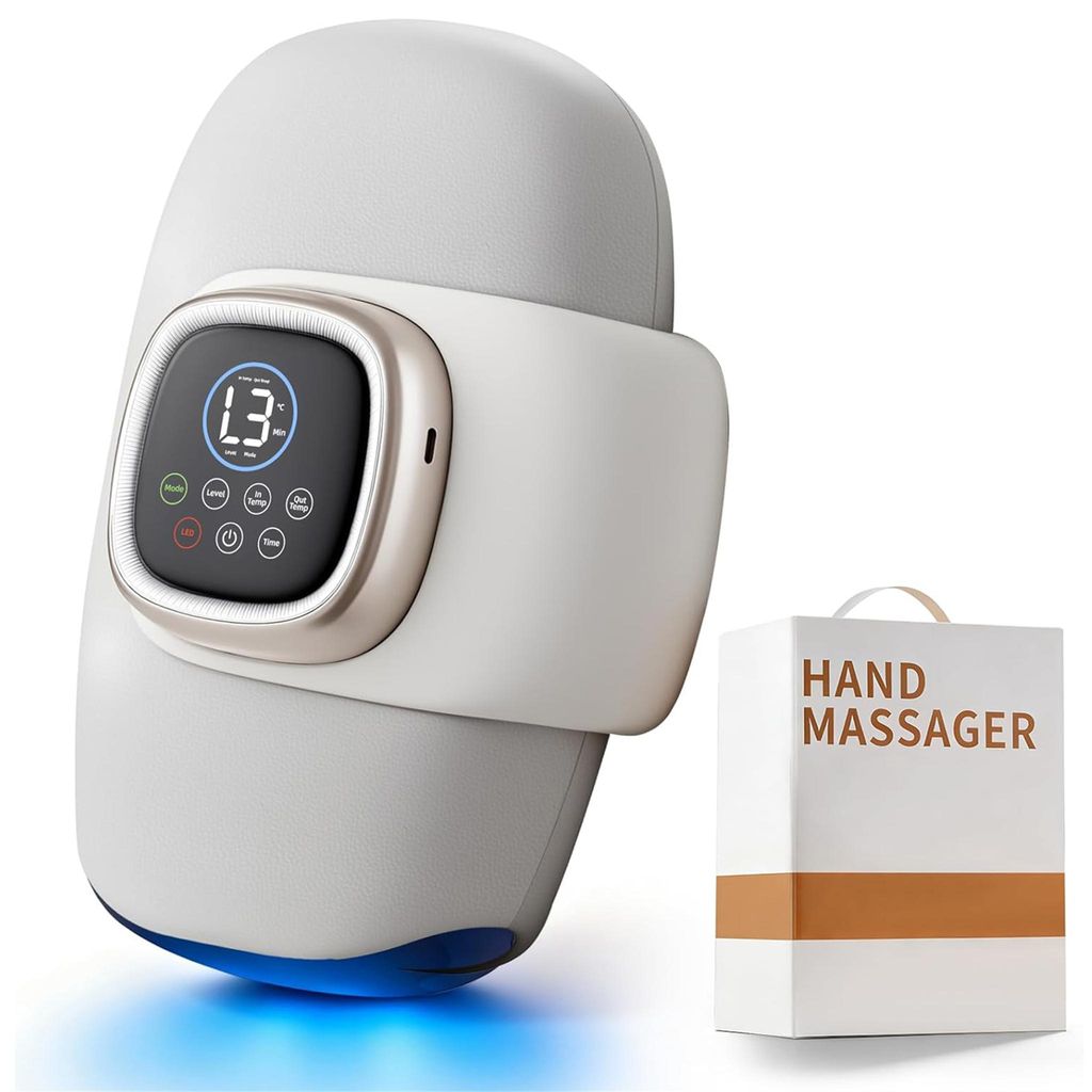 Intelligentes Handmassagegerät Lichttherapie Luftdruck Handgelenk Shiatsu Kneten Finger Acupoint Warme Hand Massage Gerät Grau