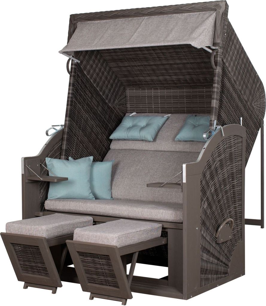 Strandkorb deVries PURE Classic XL SUN - PE stone grey - Dessin 488 - inkl. Schutzhülle