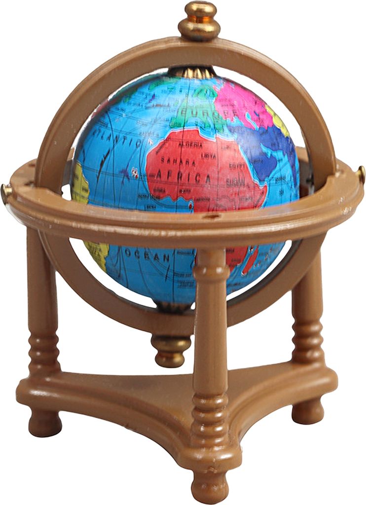 Miniatur World Globe mit Plastikständer realistische DIY -Geschenke vor, Spielen Spielzeug 1:12 Dollhouse Szene Orament Blue Rolling Globe Model f...
