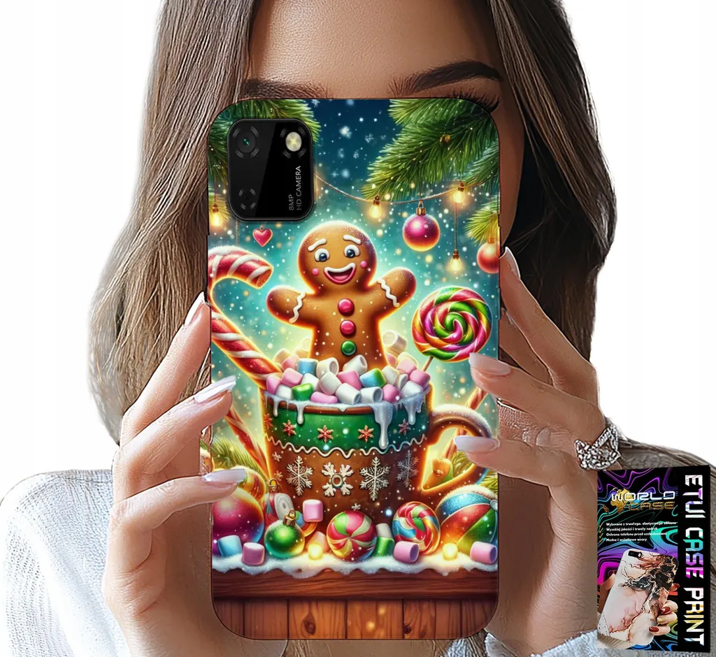 Kit Natale Huawei Y5P: Cover Pan di Zenzero e Vetro Gratis