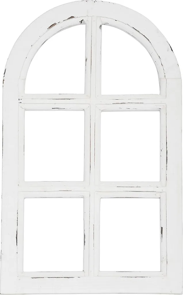 Décoration murale fenêtre cintrée en bois blanc style rétro 295 cm