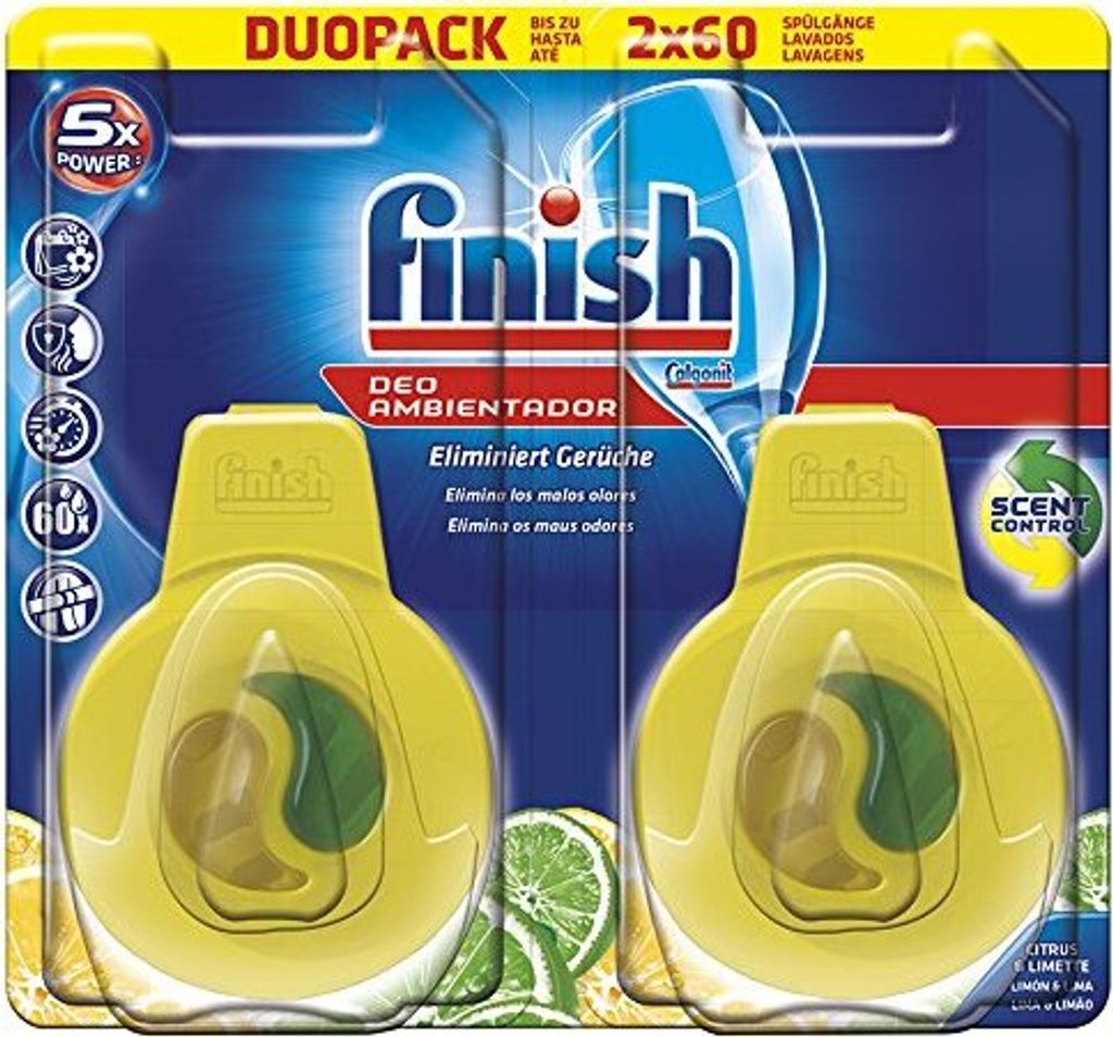 Finish Spülmaschinen-Deo Citrus und Limette – Deo für den Geschirrspüler – Gegen schlechte Gerüche – 1 x 2 Stück