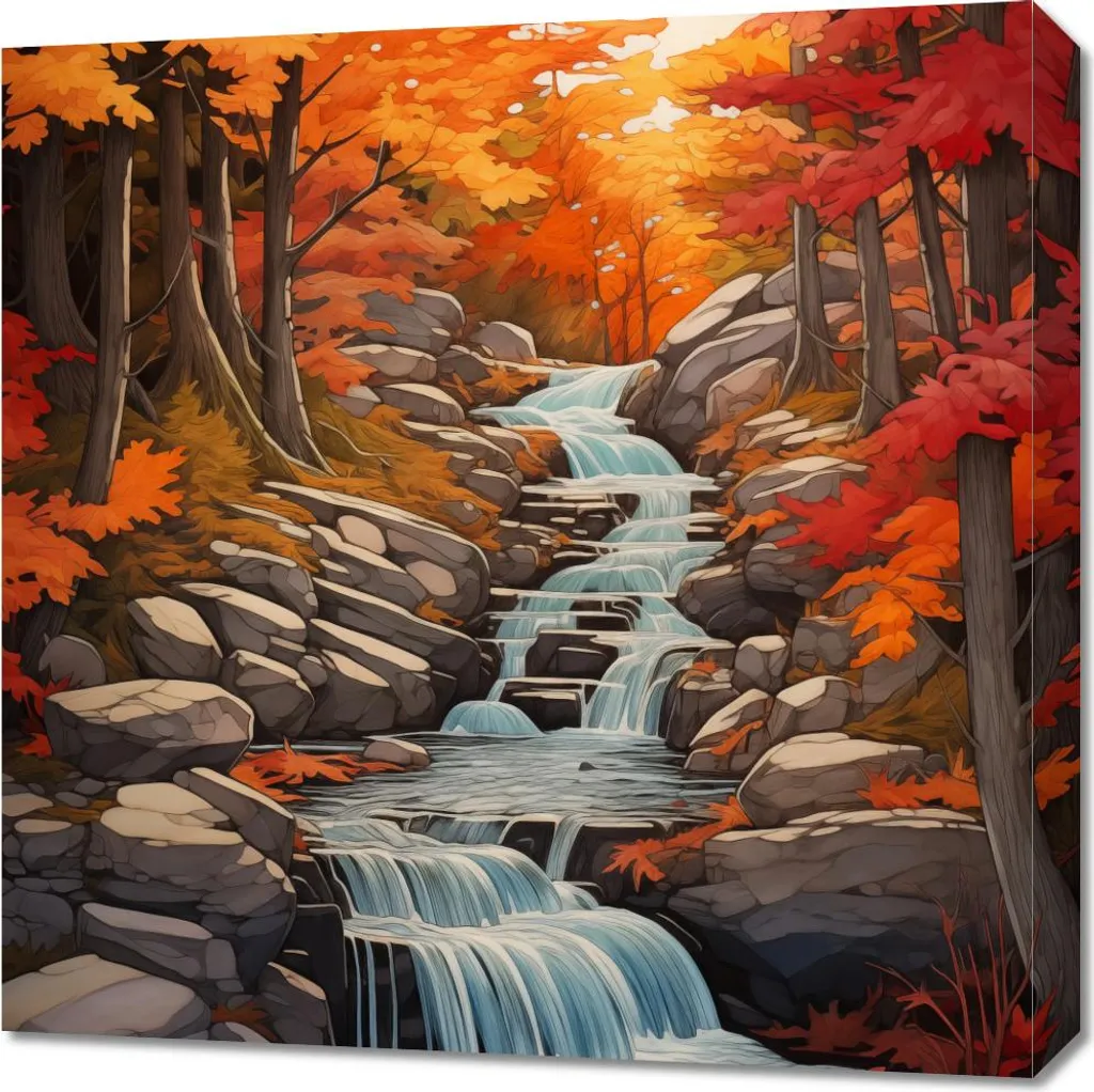 Image Cascades d'automne 60x60 cm Haute Définition Style Naturel