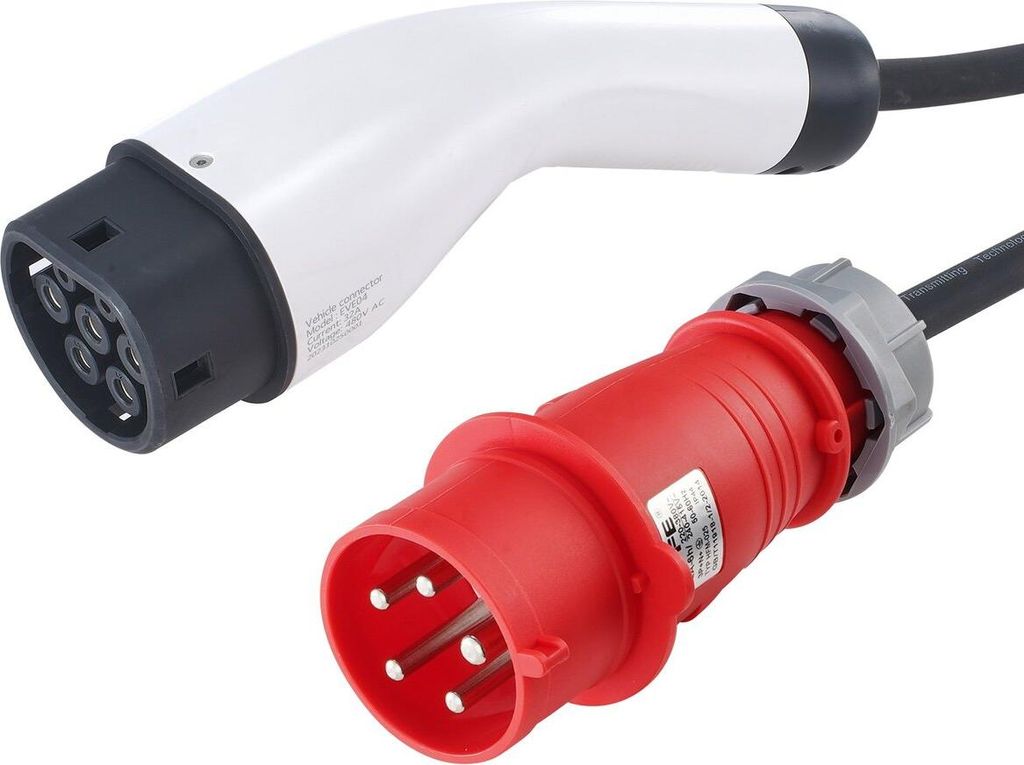 Tragbares EV-Ladegerät Typ 2 EV-Ladekabel 32 A CEE 32 7,5 m 230 V/400 V