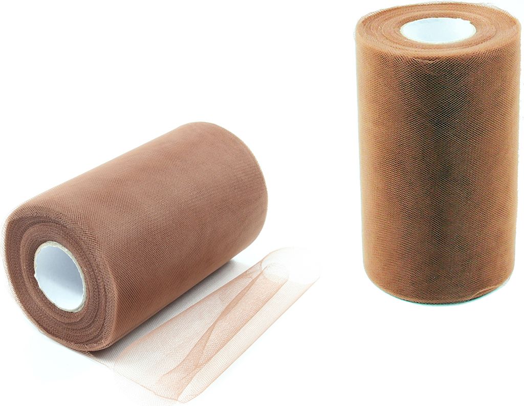 ZADAWERK Tüll - 15 cm x 45 m - Braun - 1 Rolle - Tisch-Deko - Hochzeit - Weihnachts-Tüll - Geschenk - Schleife - Schleier - Tutu - DIY Tüllrolle