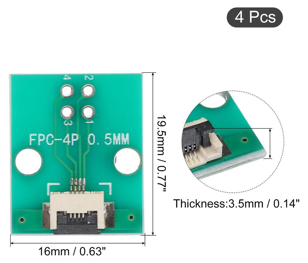 4 Stš¹ck FPC FFC PCB Platine 4P 0.5mm am Sockel Seite Rš¹ckseite 1.0mm bis DIP 2.54mm fš¹r LCD 3D Drucker Kamera DVD TV Laptop