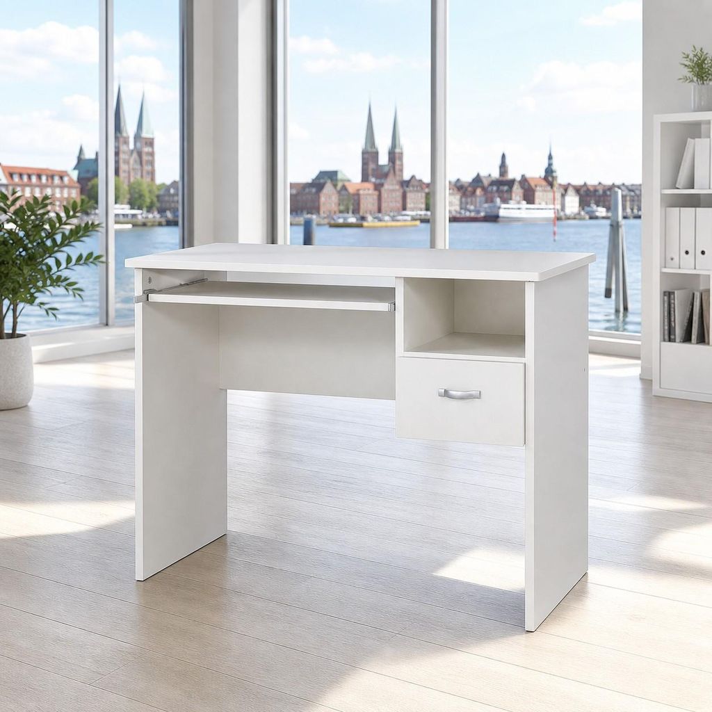 PC-Tisch Tastaturauszug Computertisch Schülerschreibtisch weiss #947