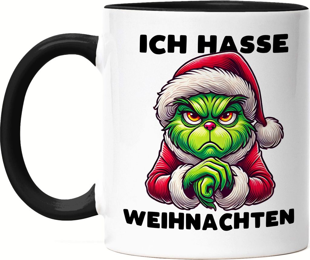 Ich Hasse Weihnachten Tasse schwarz Weihnachtsmuffel Sarkasmus Anti-Weihnachten Geschenkidee