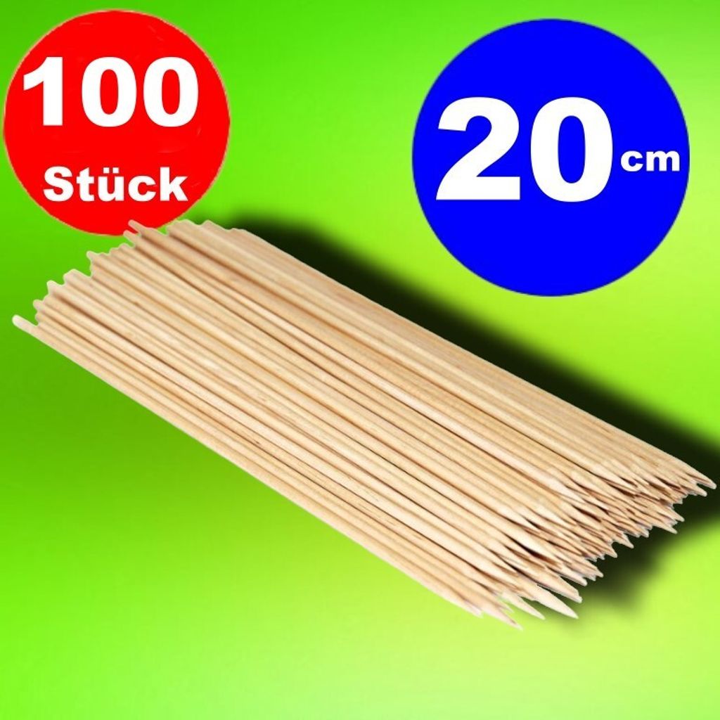 100x Schaschlikspieße Cocktailspieße Grillspieße Holzspieße Spieß 20cm