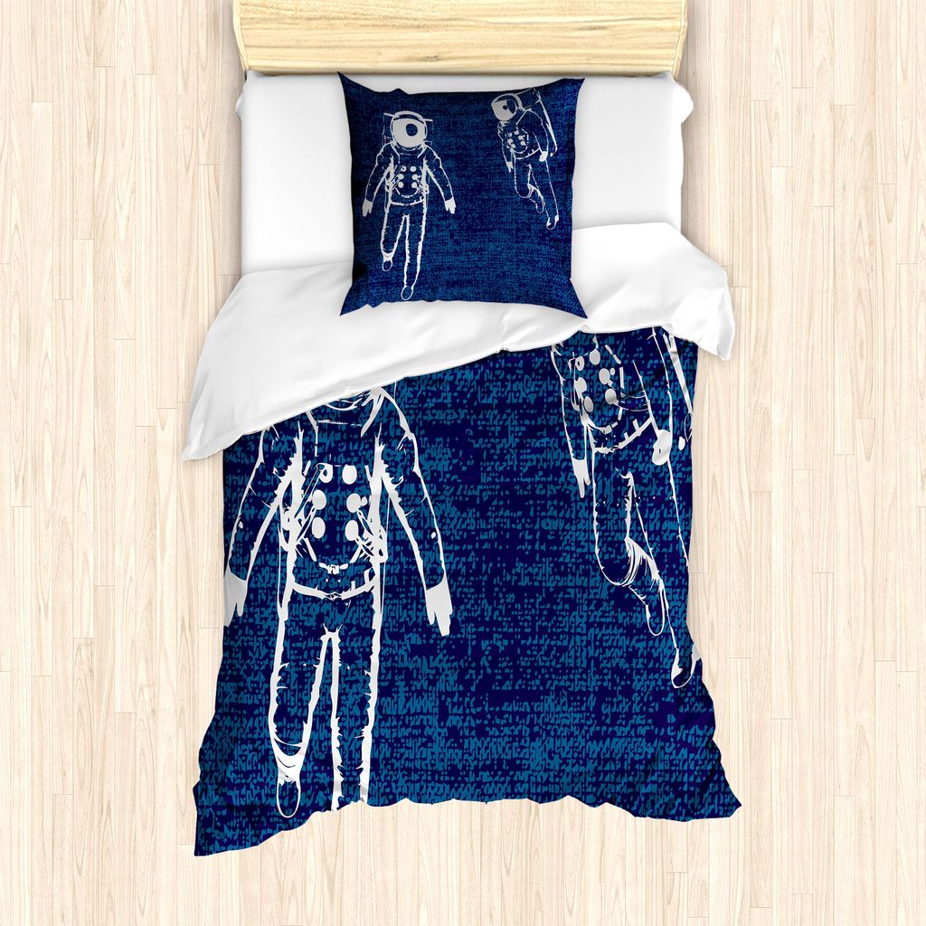 ABAKUHAUS Astronaut Bettbezug Set für Einzelbetten, Astronauts Schwimmdock, Milbensicher Allergiker geeignet mit Kissenbezug, 135 cm x 200 cm - 80...