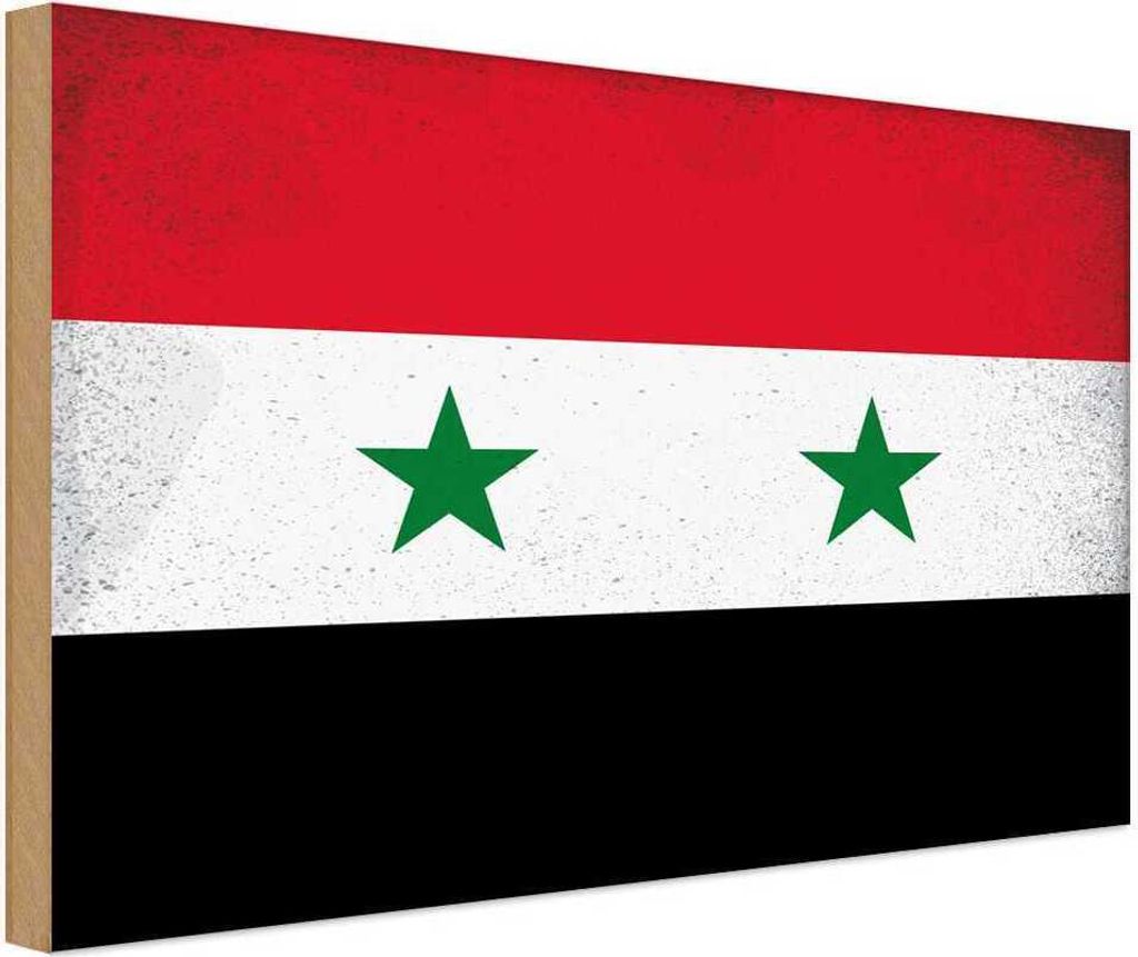 vianmo Holzschild 20x30 cm Syrien Syria Vintage Flagge Fahne Wappen