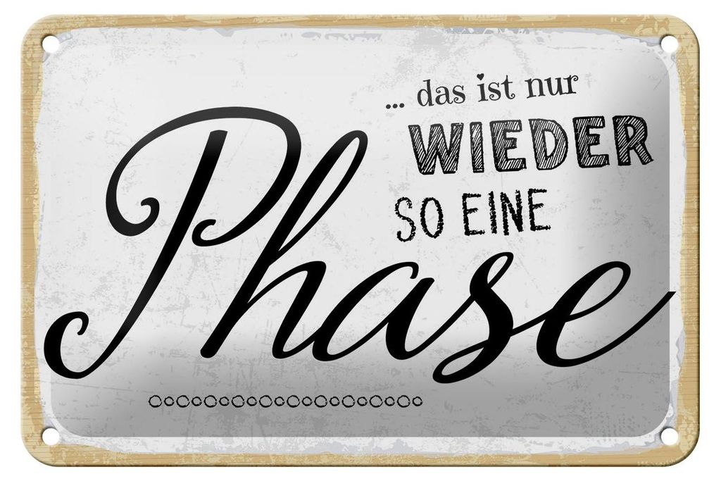 Blechschild Spruch 12x18 cm nur wieder so eine Phase Deko Schild