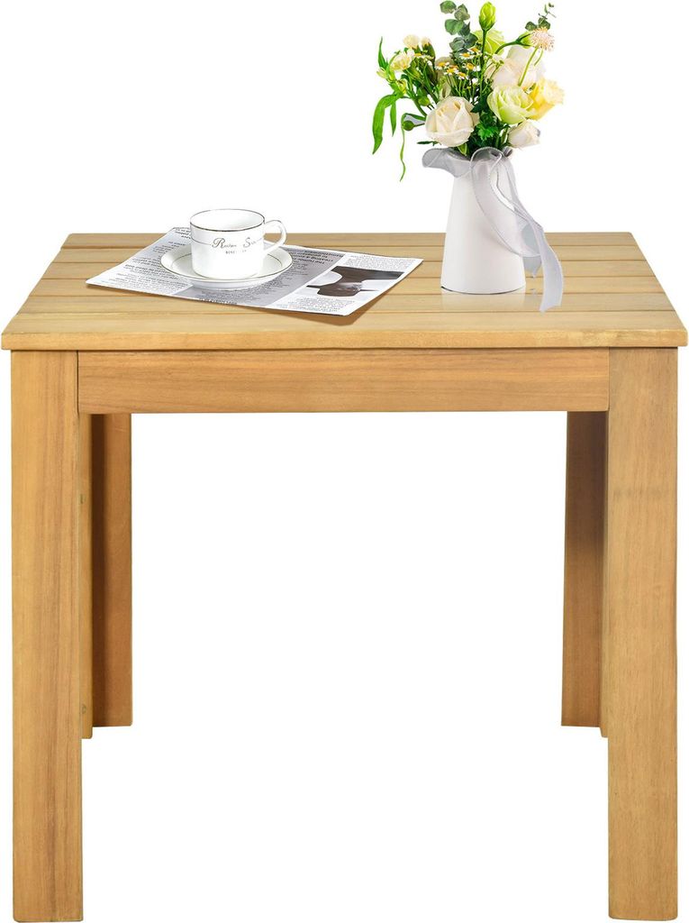 GOPLUS Gartentisch klein, 45x45cm Beistelltisch Outdoor aus Akazienholz,Balkontisch Kaffeetisch Couchtisch wetterfest,Holztisch platzsparend, N...