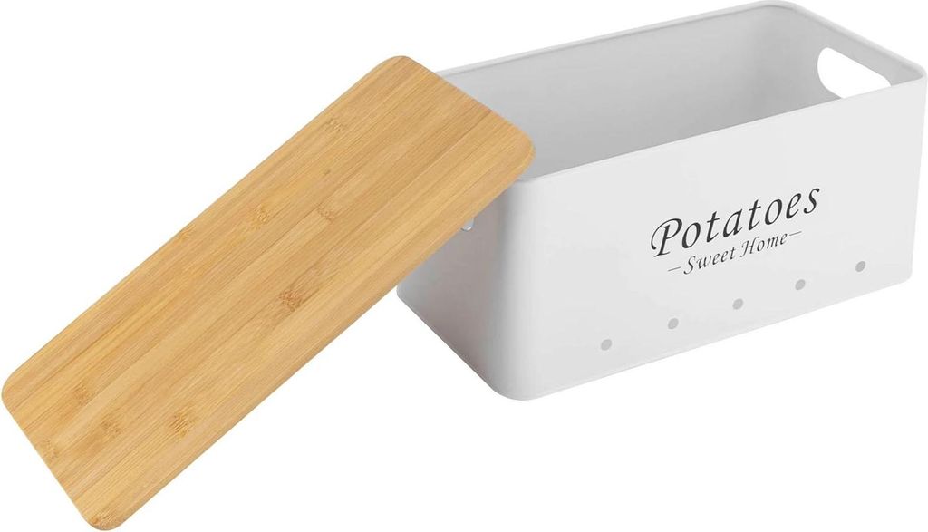 Kartoffel-, Zwiebel- & Knoblauch-Aufbewahrungsboxen, 3-teiliges Set, weiß, mit Lüftungslöchern
