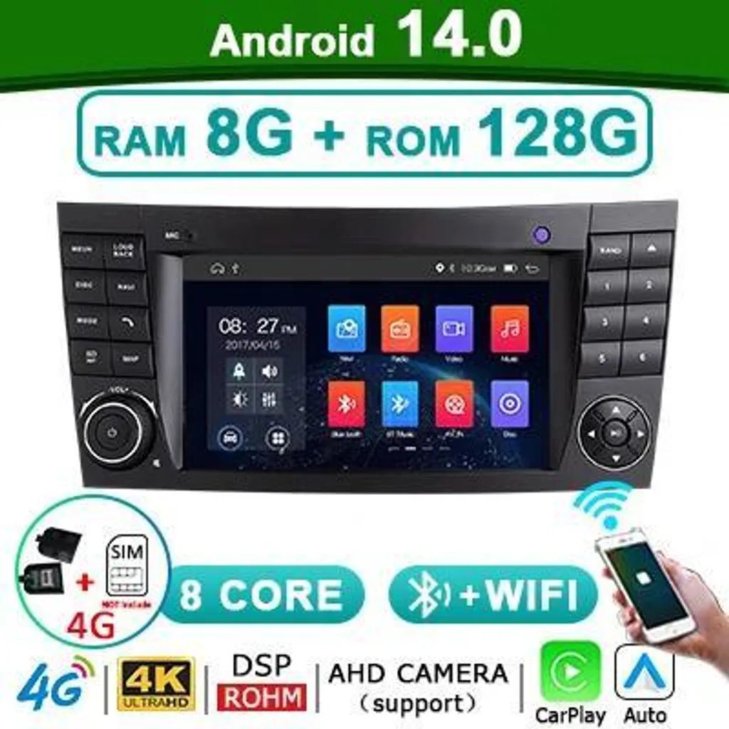 Système multimédia voiture pour GPS, musique et CarPlay sans fil