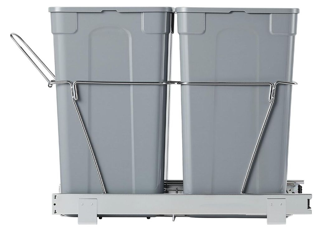 SucceBuy Ausziehbarer Mülleimer 27 Qt + 27 Qt für Küchenschränke, doppelter Abfallbehälter unter der Spüle, mit stabilem Vollauszug-Schiebesy...