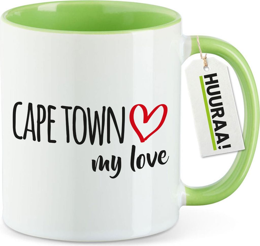 Huuraa Kaffeetasse Cape Town my love 330ml Grün Keramik Kaffeebecher Geschenkidee