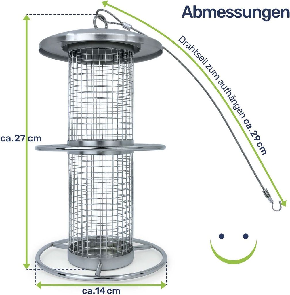 Cottage Garden Vogelfutterstation Aus Metall – Hängender Futterspender, 30,5 Cm Hoch, Weiß Gekalkt – Für Nüsse & Samen