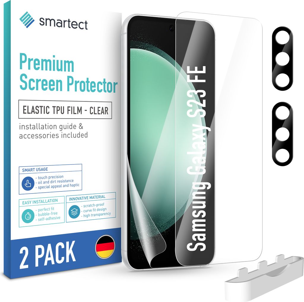 2x TPU Schutzfolie Klar für Samsung Galaxy S23 FE + 2x Kameraschutz Panzerfolie