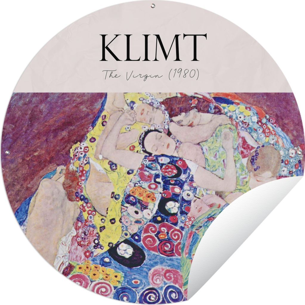 MuchoWow Gartenposter Outdoor-Poster Rund Die Jungfrau (1980) - Gustav Klimt - Alte Meister Ø 90 cm Gartendeko Rundes Poster draußen