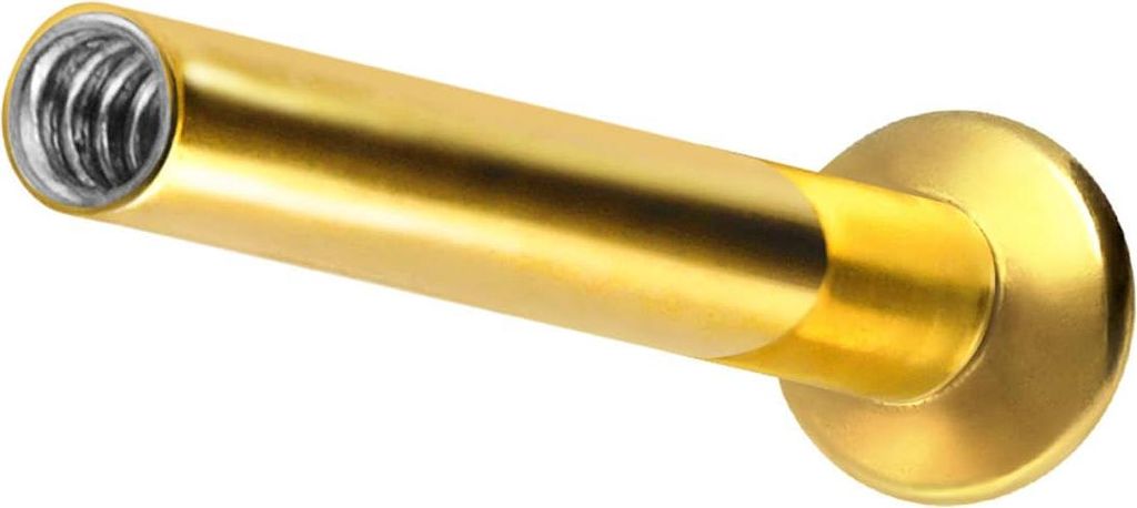 Ohrpiercing, Nasenpiercing Titan Triple Piercing Mini Labret mit Innengewinde ohne Kugel Gold Stablänge: 10mm