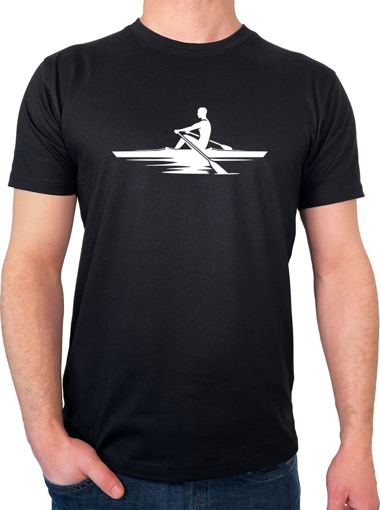 Huuraa Herren T-Shirt Rudern Rowing S Black Bio Baumwolle Fairtrade Herrenshirt Geschenkidee
